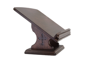 Large Bible Stand with Higher Viewing Angle - Dark Hickory Finish