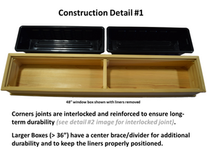 60" Cedar Window Box Planter with Liner