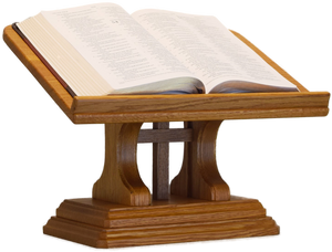 oak bible stand with light finish