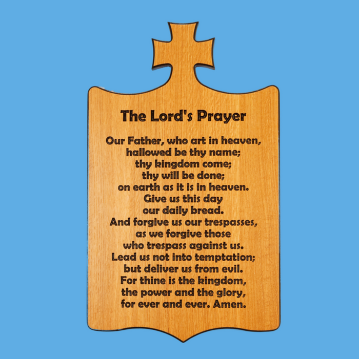 Lord's Prayer Wall Plaque - Black Text on White Oak