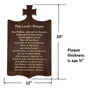 Lord's Prayer Wall Plaque - White Text on Walnut